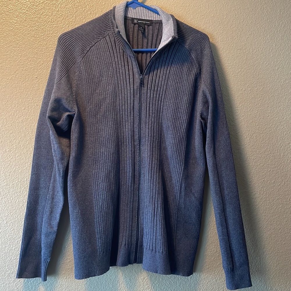 Inc International Concepts men sweater, gray ribbed. medium